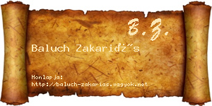 Baluch Zakariás névjegykártya